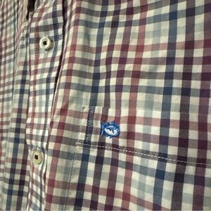 SOUTHERN TIDE MENS LARGE PURPLE PLAID BUTTON DOWN EUC